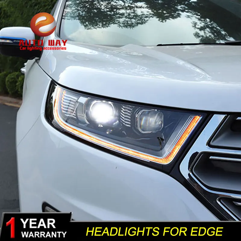 Cheap Car Styling Head Lamp case for Ford Edge 2015-2018 Headlights LED Headlight DRL Lens Double Beam Bi-Xenon HID car Accessories