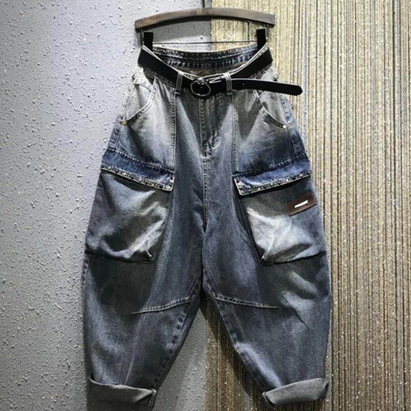 

Свободные брюки, женские весенние Прямые повседневные джинсовые шаровары с высокой талией и широкими штанинами