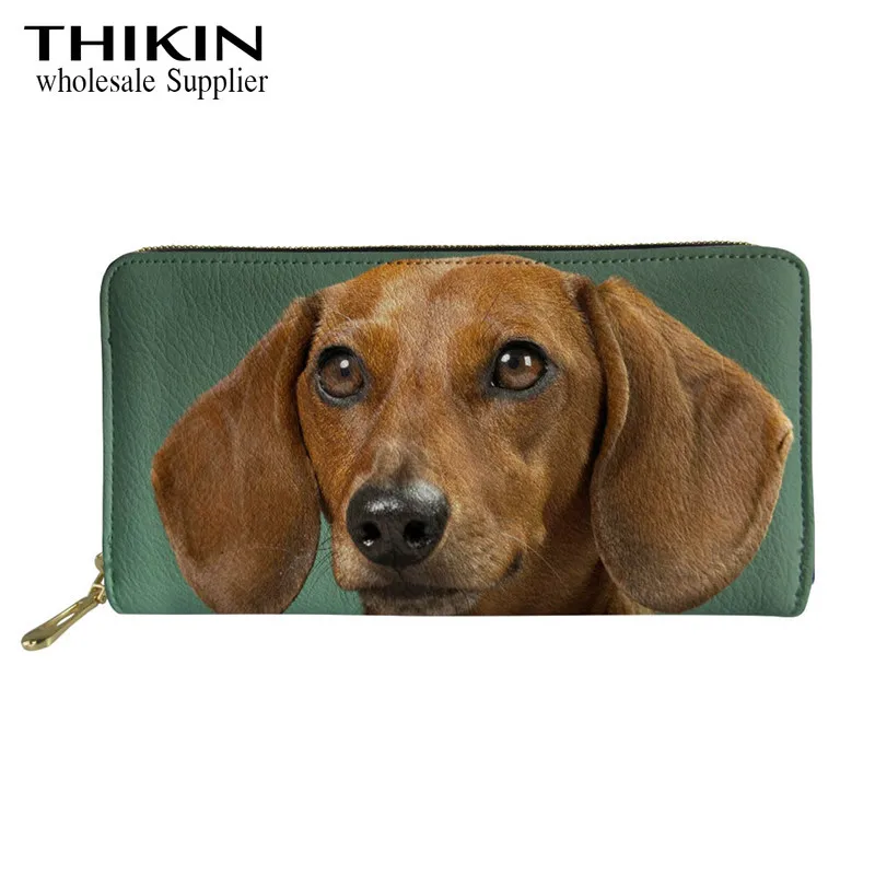 as picture THIKIN Kawaii 3D такса печати леди кошелек телефон деньги Сумка милая собака клатч из искусственной кожи для телефона кошелек для женщин Новое поступление кошелек - Цвет: as picture