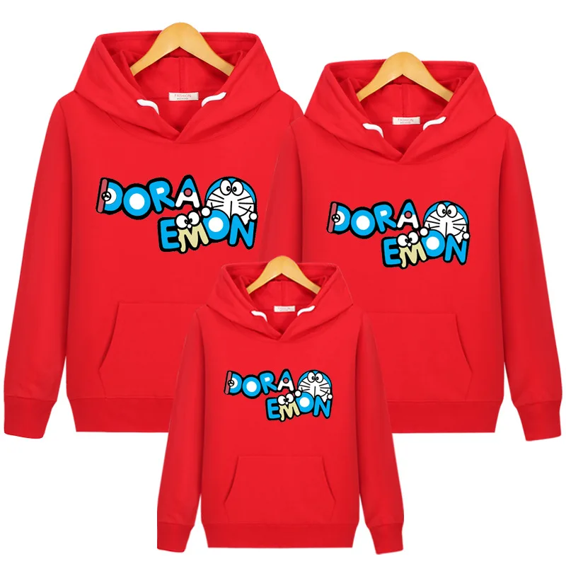 red Doraemon Hoodie Толстовка с капюшоном «Дораэмон»; Fuuny; одежда для папы, мамы и ребенка; одинаковые комплекты для семьи; подарки для детей; Прямая поставка - Цвет: red Doraemon Hoodie