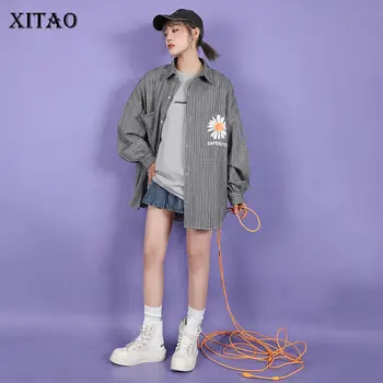 

XITAO Print Pattern Shirt Fashion 2020 Spring Vintage Full Sleeve Striped Small Fresh Casual Loose Single Breast Blouse DMY3782