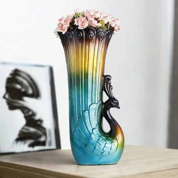

European Peacock Vase Desktop Decoration Creative American Ceramic Flower Container Living Room Porch TV Cabinet Decoration
