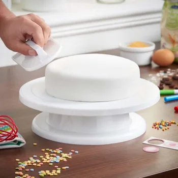 

Creative Cake Base Decorating Tools Rotating Stand Sugar Craft Turntable Platform Cupcake Swivel Plate Revolving Home Bake Tools