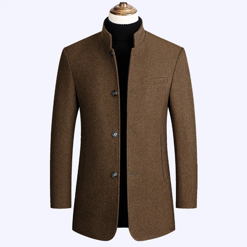 2019 winter new style men's slim woolen coat luxury high quality thick warm single-breasted stand collar business casual coat 2019 winter new style men's slim woolen coat luxury high quality thick warm single-breasted stand collar business casual coat
