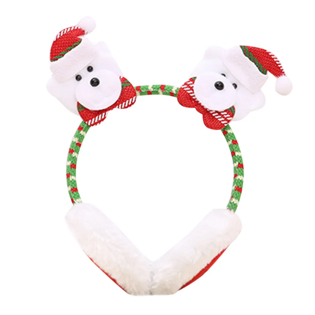 Рождественские наушники; Детские зимние теплые плюшевые наушники; милые уши Санта Клауса; повязка на голову; cache oreille; теплые наушники