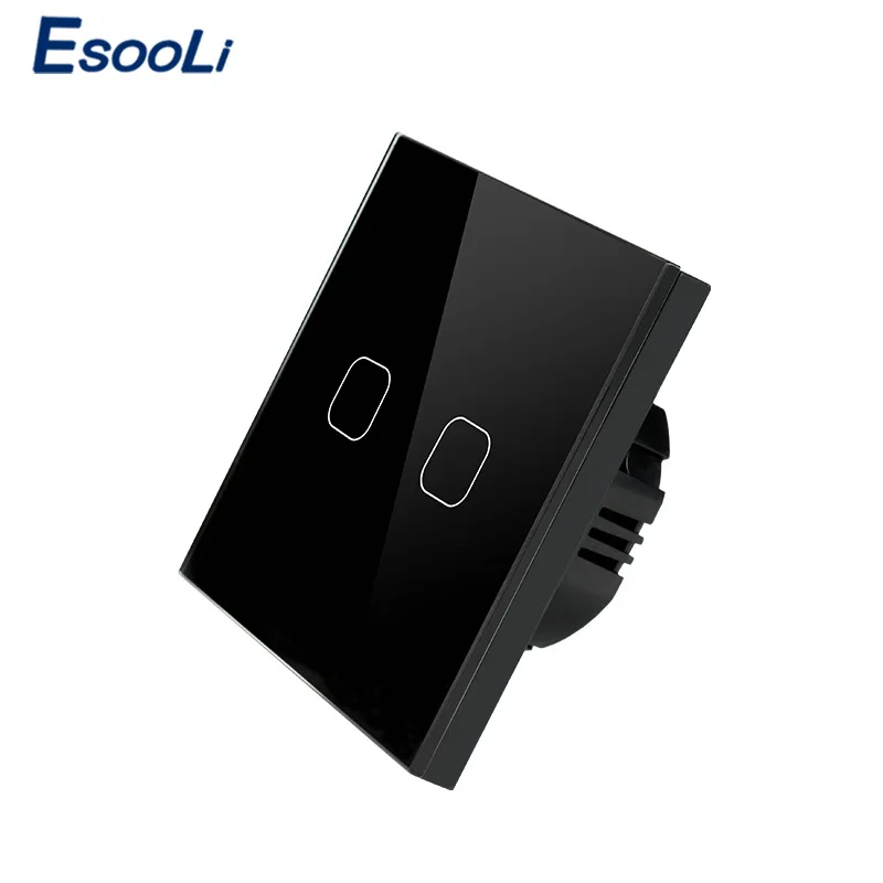 EsooLi, стандарт ЕС/Великобритания, сенсорный выключатель, белая кристальная стеклянная панель, сенсорный выключатель, 1 комплект, 1 способ, настенный светильник, только сенсорный функциональный переключатель