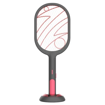 

3 Layer Net Fly Swatter Powerful USB Rechargeable Handheld Dual Use With Base Electric LED Light User Friendly Mosquito Killer