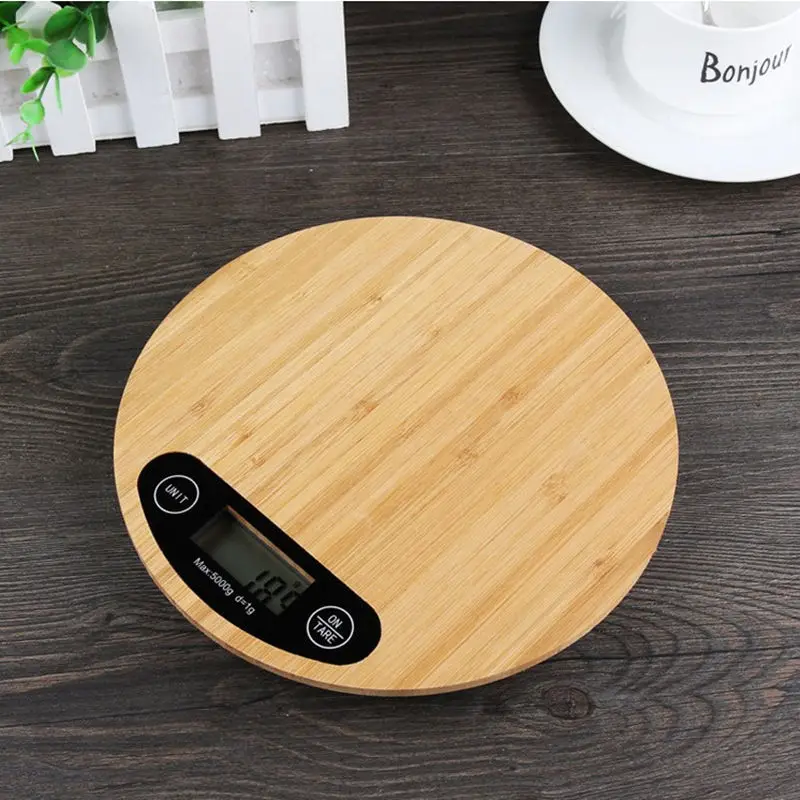 

Electronic Kitchen Scale Stainless Steel Wood Food Weighing Scale Digital LED Display Measuring 0.1g Scales