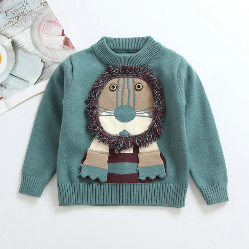 Зимний свитер для малышей; коллекция года; Лидер продаж; теплый свитер с изображением животных для маленьких мальчиков и девочек; вязаная футболка; одежда из джерси; navidad
