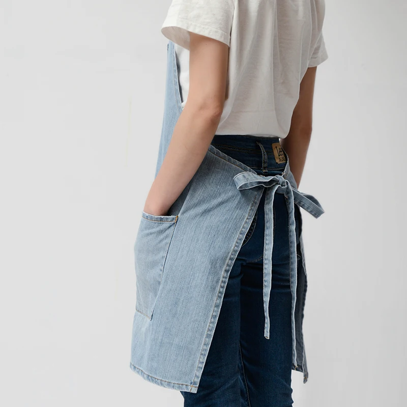 Adult cowboy BBQ Jeans denim Apron Uniform For Woman Male Lady's Kitchen Gifts Apron customization Barber cooking Print logo