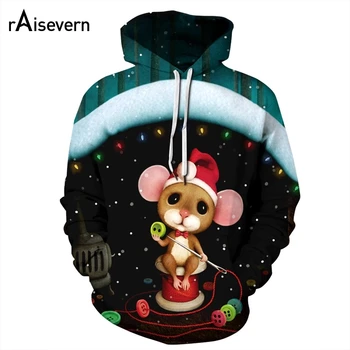 

Raisevern Funny Santa Bear Print 3D Hoodie Christmas Printing Hooded Sweatshirt Harajuku Long Sleeve Pullover Tracksuit Dropship