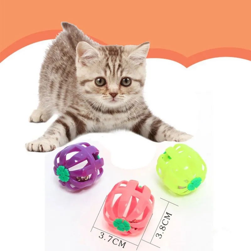 

Cat Toy Hollow Ball With Bell Teaser Plastic Ball Pet Toy Training Squeaky Tool Cat Toys Pet Supplies Gatos