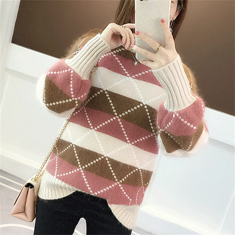 

Autumn And Winter Half-Turtle-Neck Pullover Sweater Women's, Base Shirt, New Style Loose-Fit Mixed Colors Sweater Long Sleeve