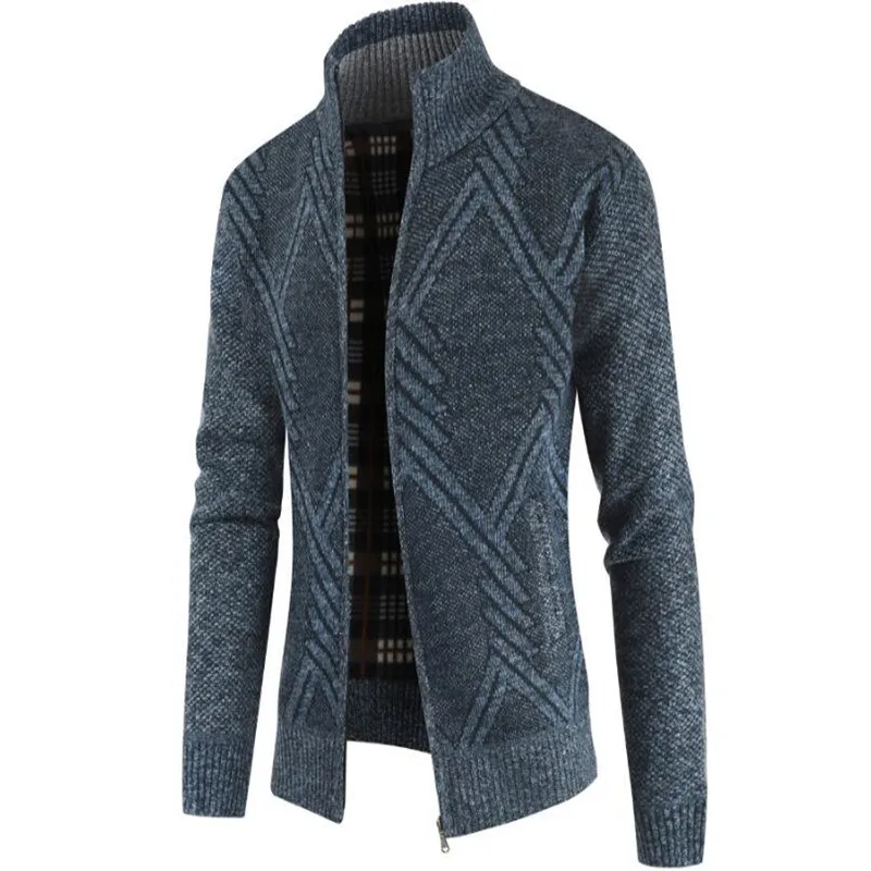 Navy blue Новинка мужской повседневный модный трендовый кардиган свитер с длинными рукавами - Цвет: Navy blue