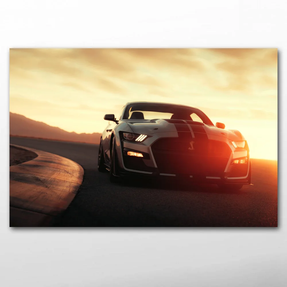 Posters and Prints Mustang Shelby GT500 Muscle Car Race Canvas Cloth Wall Art DIY Framed Painting for Living Room Decor | Дом и сад