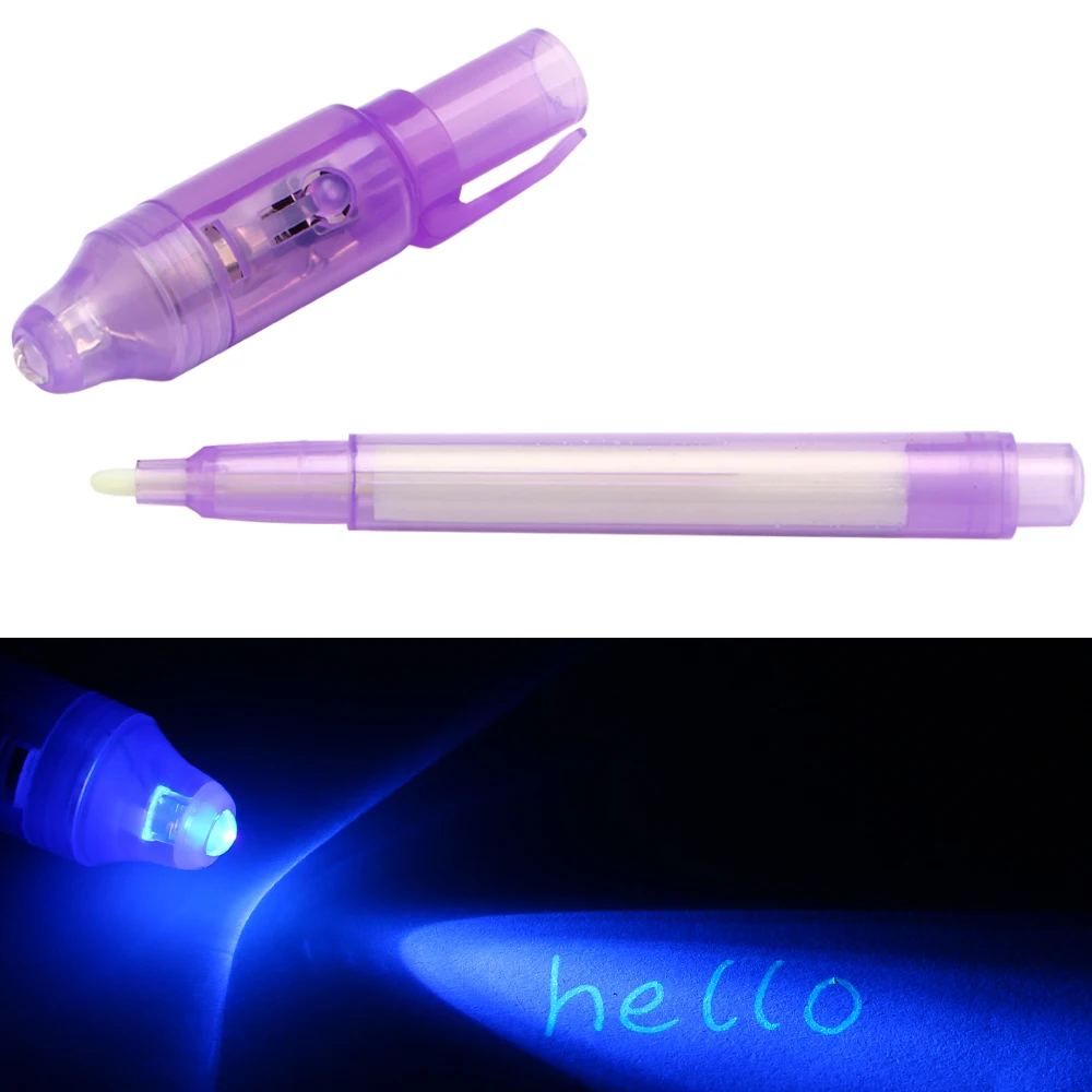 Magic Purple 2 In 1 UV Fluorescent pen Black Light Combo Creative Stationery Invisible Ink Pen Stationery Office School Supplies invisible ink pen,magic pen,magic light pen
