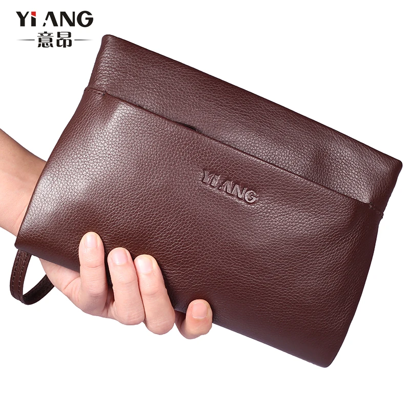 Брендовые мужские клатчи YIANG из натуральной кожи сумка воловьей Длинные кошельки