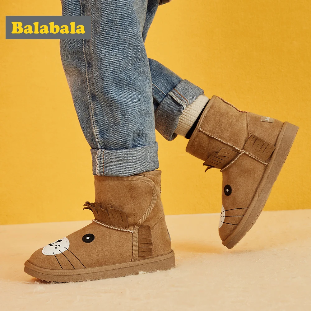 Balabala Girls short boots children's snow boots boys winter new boots baby warm children's shoes