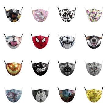 

Kids Face Mask Superhero Print Spiderman Captain America Children Anti Haze PM2.5 Protective Fabric Washable Reusable Mask