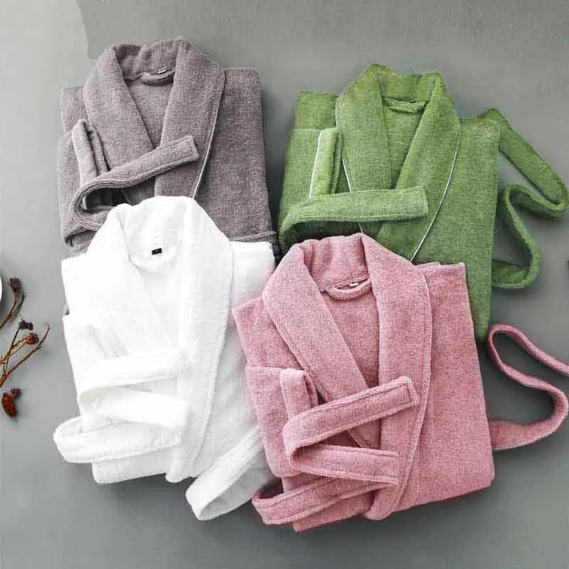 Winter Warm Homewear Casual Robe Men Women Toweling Terry Robe Cotton Bathrobe Soft Ventilation Sleeprobe