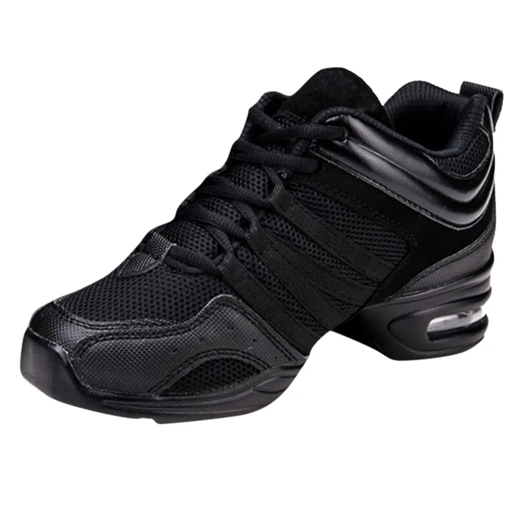 Танцевальная обувь для женщин; спортивные особенности; современный танцевальный Джаз; мягкая подошва; дышащая обувь для танцев; женские практичные кроссовки;# g4 - Цвет: Черный