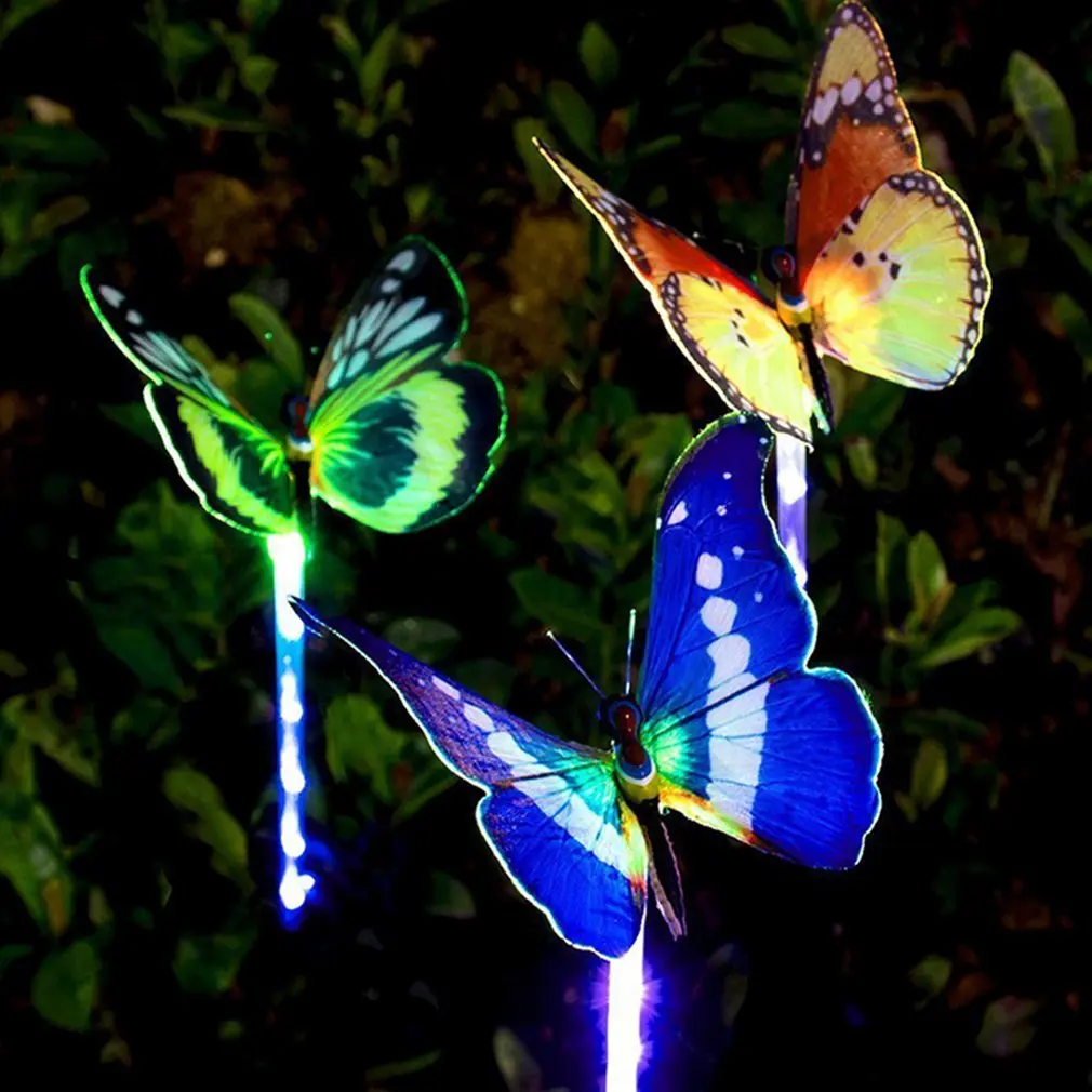 Солнечная лампа-бабочка 7 цветов цикл светодиодная волоконная лампа-бабочка газон сад дачный пейзаж свет декоративный цветок свет