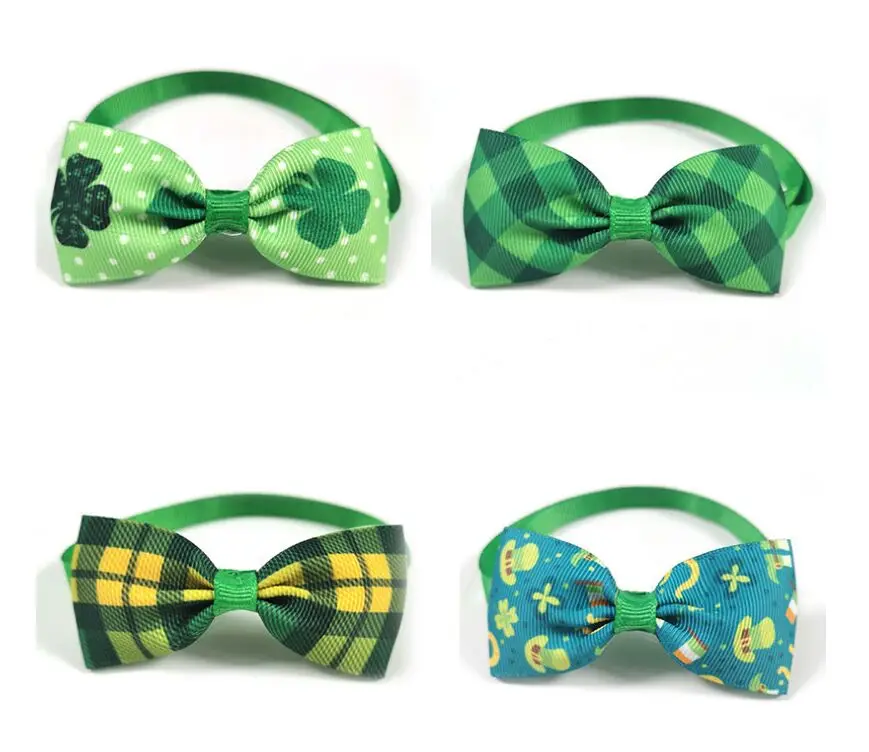 

50pic/set Irish Festival Pet Tie St. Patrick's Day Cats and Dogs Clover Tie Accessories Color Random