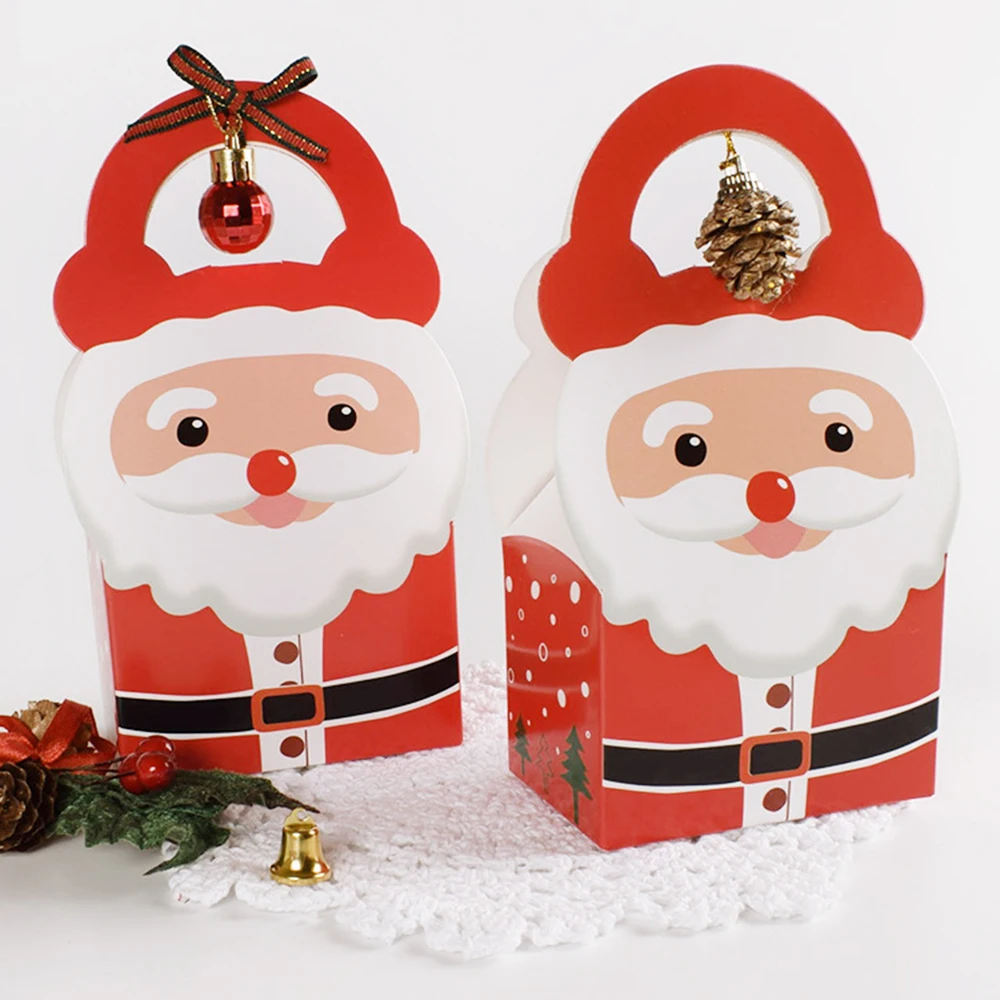 

10PCS Christmas Eve Packaging Gift Box Christmas Gift Packaging Santa Claus Paper Bag Party Gift Box Holiday Supplies