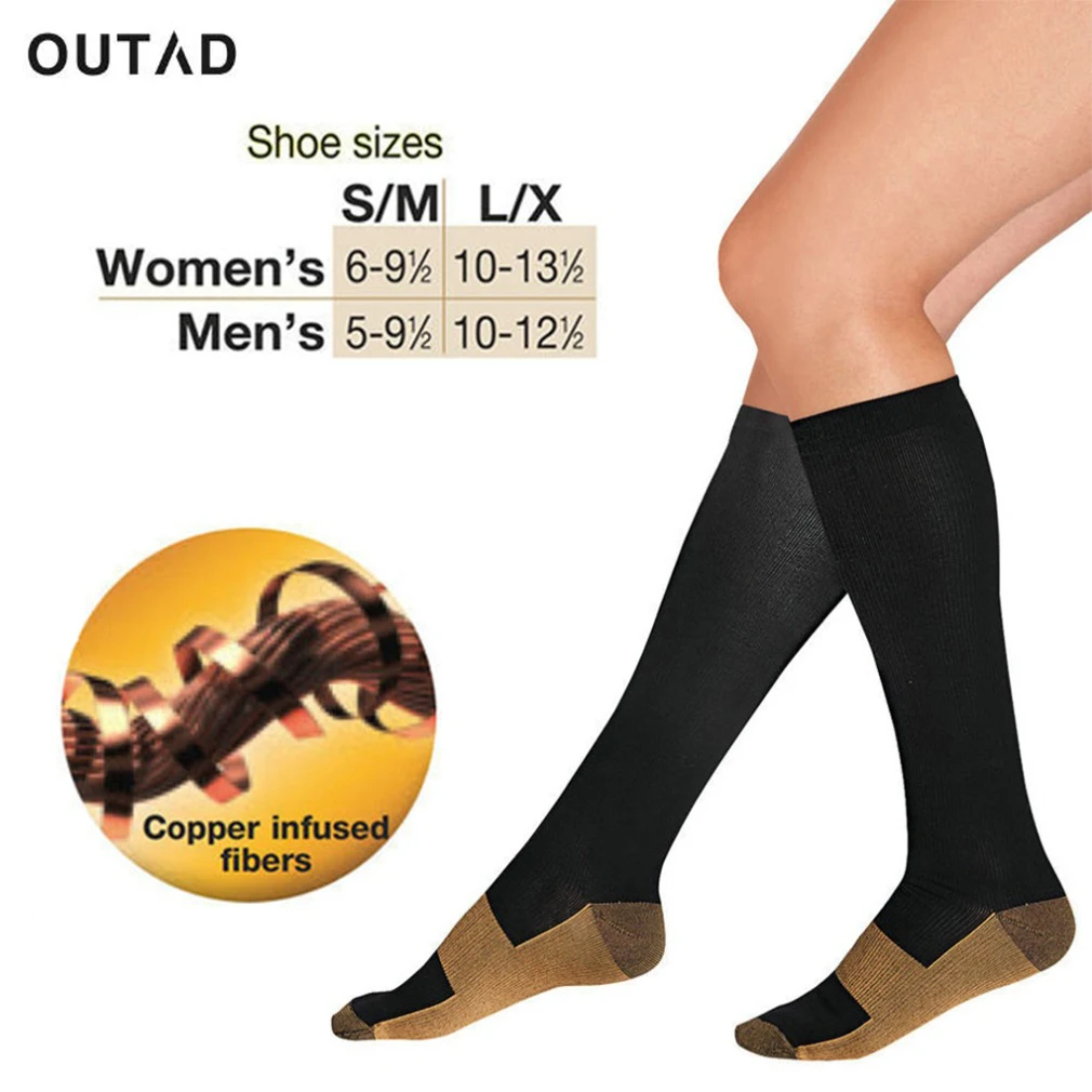 OUTAD Miracle Copper Socks Women men Soothe Tired Achy Anti Fatigue Compression Stocking Socks Support Knee Magic Sport Socks