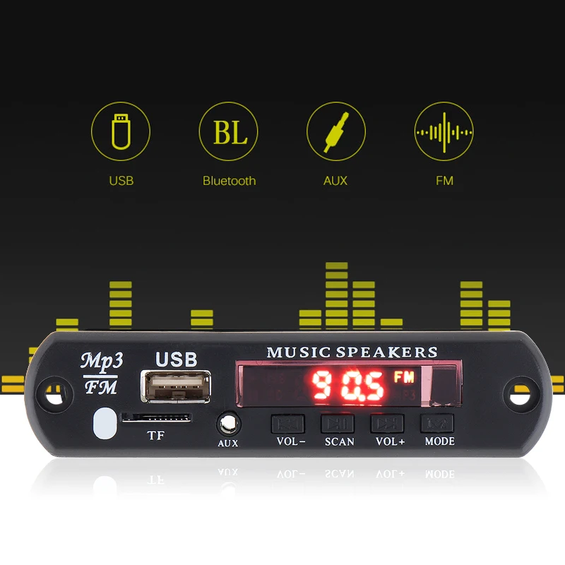 5 в вставная карта аудио Bluetooth MP3 декодер с цветной флэш-экран Поддержка USB/SD/AUX для семейного автомобиля/DVD