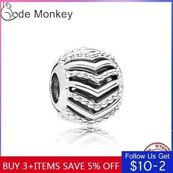

CodeMonkey Authentic 925 Sterling Silver Stripe Beads Fit Original 3mm Bracelet Hot Sale DIY Fashion Jewelry Making CMS1545