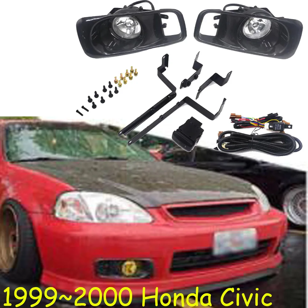 car bumper headlight for Honda Civic fog light 1999~2000y halogen bulb 4300K Wire hanress Headlamp lamp | Автомобили и мотоциклы