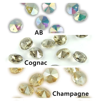 

Hot 14mm Cognac/Golden Champagne/AB Chandelier Glass Crystals Lamp Prisms Parts Hanging Drops Pendants Octagonal Beads