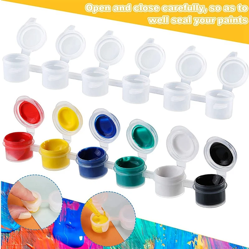 50 Strips Empty Paint Strips Paint Cup Pots Clear Storage Paint Containers Mini Painting Cup Pot 3Ml/ 0.1 Oz