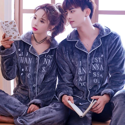 men pajama Зимний фланелевый пижамный комплект для мужчин из 2 предметов, толстый флисовый пижамный комплект для пары, Повседневная Домашняя одежда, пижама Hombre, теплые пижамы для мужчин, XXXL - Цвет: men pajama