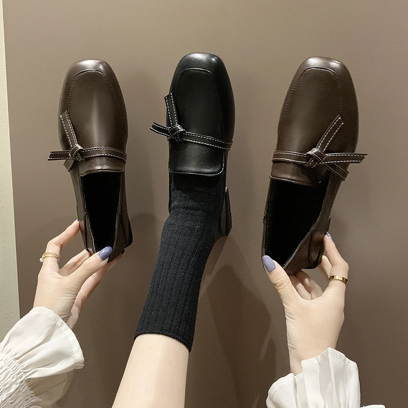 

Shoes Woman 2019 Female Footwear Round Toe Oxfords Women's Loafers With Fur Bow-Knot Slip-on Casual Sneaker British Style Modis