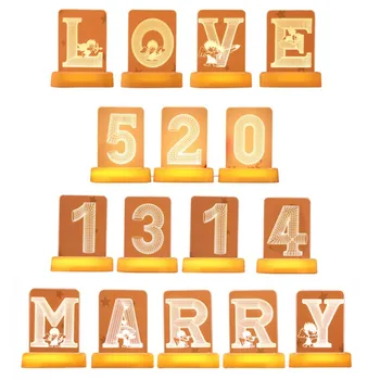 

3D Alphanumeric Night Light Marryme Night Light Soft Comfortable Lighting Letter Modeling Proposal Decoration Proposal Festival