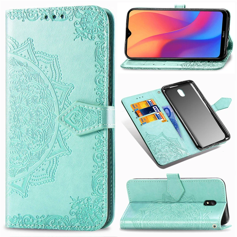 Кожаный чехол-кошелек с откидной крышкой для Xiaomi Redmi 8A чехол 3D мандалой кожаный
