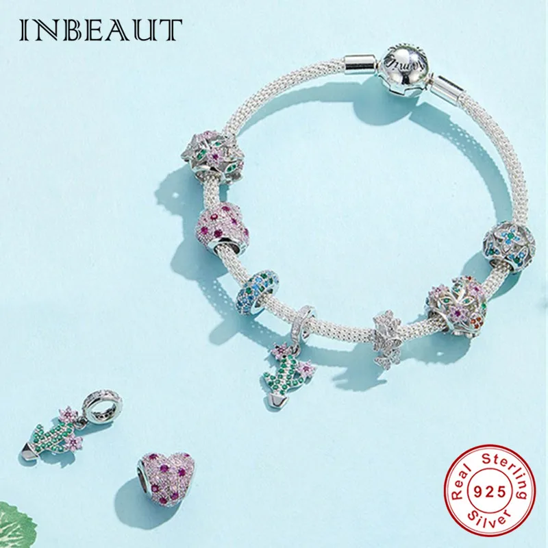 INBEAUT 100% 925 пробы серебряные бусины для весеннего цветения дерева подходят