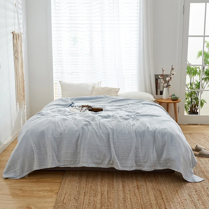 

Mosquito repellent summer quilts 35% wormwood+65% cotton solid throw blanket blue home duvet soft bedspread thread blanket new