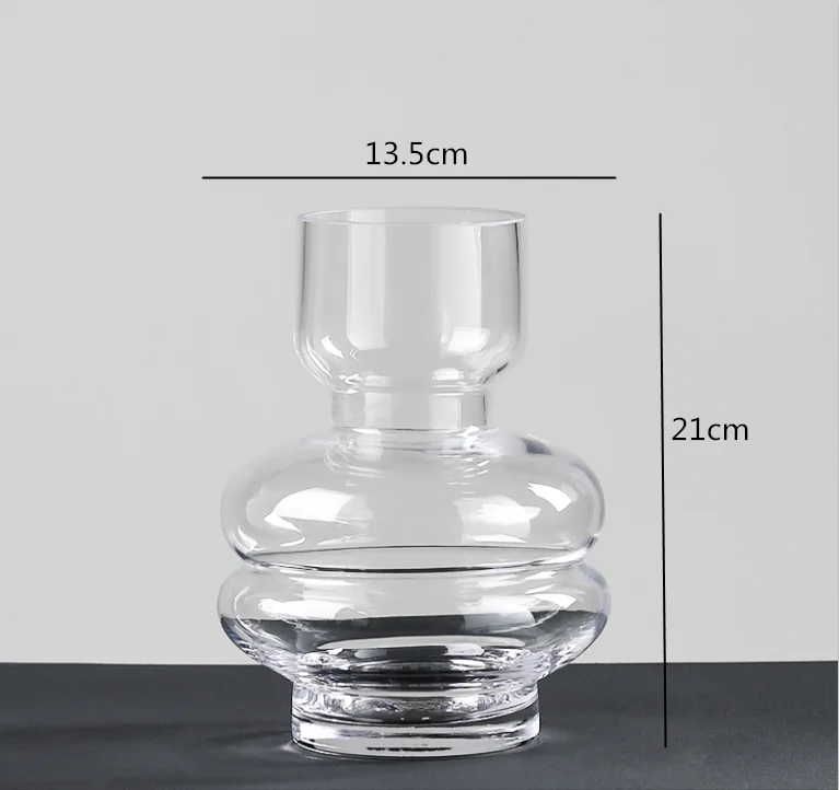 Creative Nordic glass vase Transparent Home living room Hydroponics Flower arrangement Decorative ornaments flowers vases - Цвет: 13.5x21cm