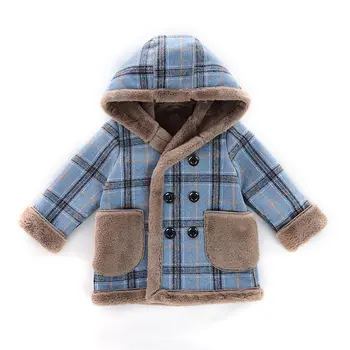 

Winter Jackets for Boys plaid Woolen Double-breasted Baby Boy Trench Coat Lapel Kids Outerwear Coats Wool Coat fur Overcoat
