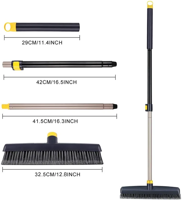 Eyliden Telescopic Broom Rubber Bristles Carpet Brush Floor Carpet Sweeper  Edge with 53 inch Adjustable Long Handle for Tile - AliExpress