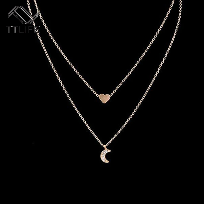 

TTLIFE Heart-shaped Necklace Chokers Multilayer necklace Lock Chain Pendent Necklace for Women Jewelry Accessories pendientes