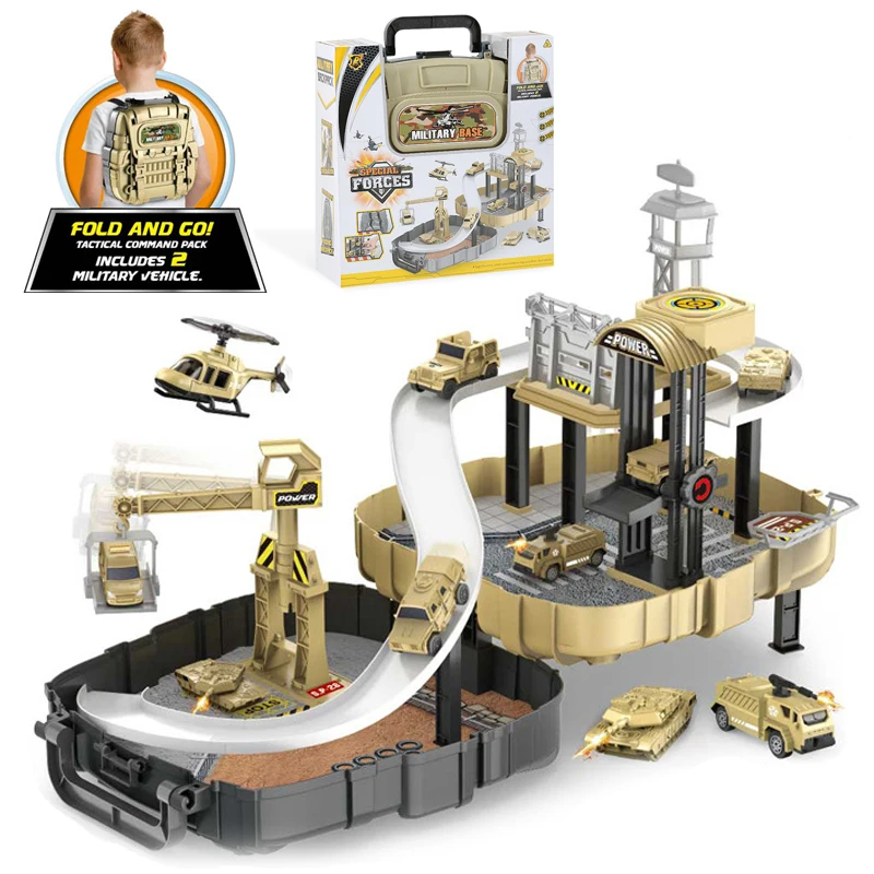 Tanie Inżynieria DIY kolejowy magiczny utwór samochód zabawkowe plecaki montaż gorący pojazd wojskowy z kółkami zabawka dla dzieci prezenty bożonarodzeniowe машинка