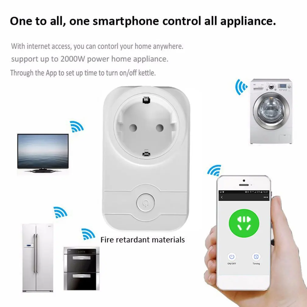 Интеллектуальная WiFi Розетка Wifi Smart Plug приложение для телефона с домашней автоматизацией переключатель времени дистанционное управление Wifi розетка Прямая поставка