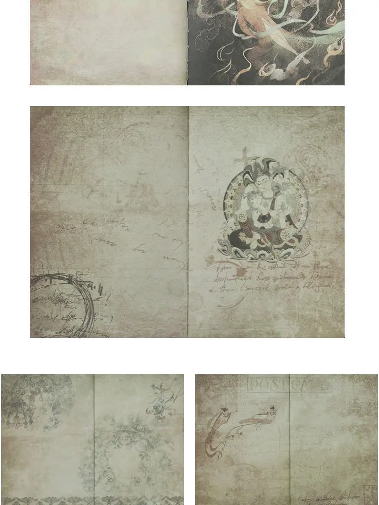 Retro creative student diary book Dunhuang illustration notebook full-color page hand ledger notepad notebook planner  journal