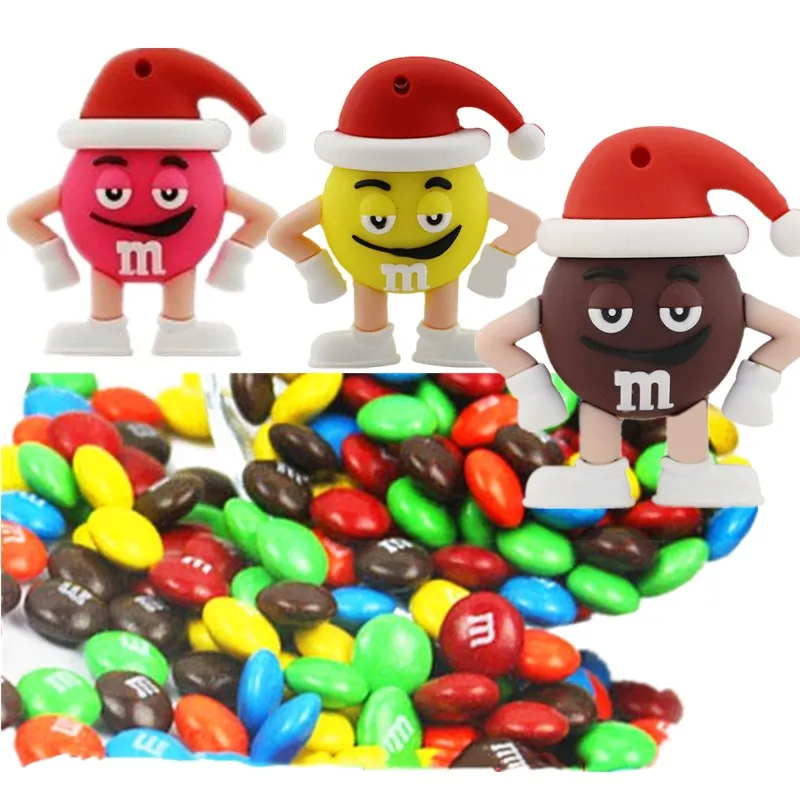 

Christmas Hat Chocolate 6 Colour M&M Pen Drive Flash Memory Card 128GB Usb Flash Drive 256GB Usb Stick 512GB Pendrive Free Shipp