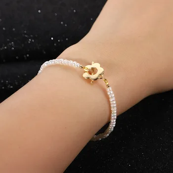 

100% Natural Freshwater Pearl Flower Choker Necklace O T Button Necklace for Women Luxury Party Fine Jewelry