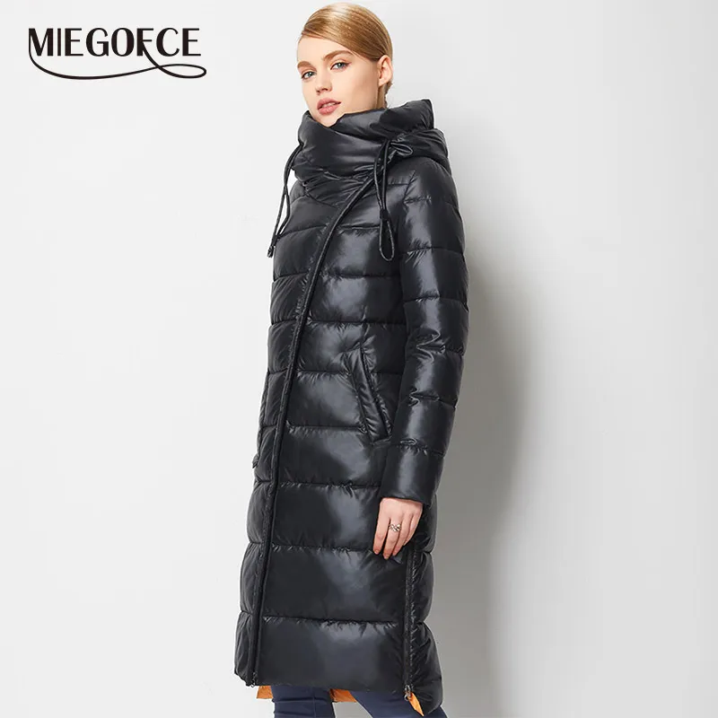 MIEGOFCE 2019 Новая Зимняя Коллекция Био Пух Пальто Средняя Длина Модный Пуховик Женский с Капюшоном Теплая Женская Куртка Европейский Пошив
